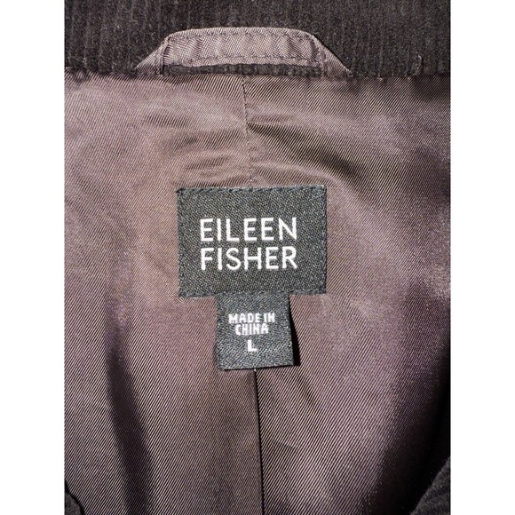 Eileen Fisher L Brown Wide Wale Corduroy Button Jacket Boxy Fit Rayon Lined Coat - Picture 6 of 10